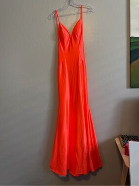 Neiman Marcus Vibrant Coral Slip Gown